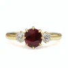 18ct Yellow Gold Ruby and Old Cut Diamond 3 Stone Ring