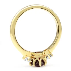 18ct Yellow Gold Ruby and Old Cut Diamond 3 Stone Ring
