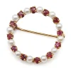 14ct Yellow Gold Ruby and Pearl Wreath Brooch