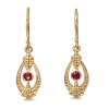 9ct Yellow Gold Ruby Art Deco Style Earrings