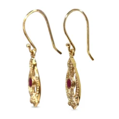 9ct Yellow Gold Ruby Art Deco Style Earrings