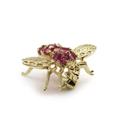 14ct Yellow Gold Ruby Bee Brooch