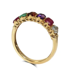 9ct Yellow Gold Ruby, Emerald, Garnet, Amethyst and Diamond REGARD Ring