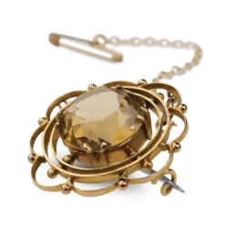 9ct Yellow Gold 1930's Citrine Brooch