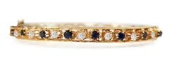 14ct Yellow Gold Sapphire and Diamond Bangle