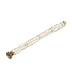 14ct Yellow Gold Sapphire and Akoya Pearl 3 Strand Bracelet