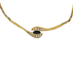 9ct Yellow Gold Sapphire and Diamond Necklace