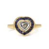 14ct Yellow Gold Sapphire and Rose Cut Diamond Heart Ring