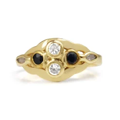 14ct Yellow Gold Sapphire and C/Z Ring