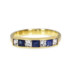 14ct Yellow Gold Sapphire and Diamond Band Ring