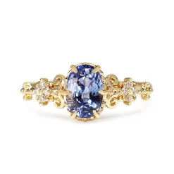 18ct Yellow Gold Sapphire and Diamond Vintage Style Ring