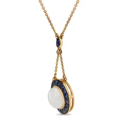 9ct Yellow Gold Sapphire and Moonstone Necklace