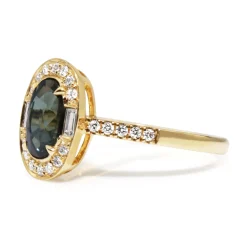 18ct Yellow Gold Sapphire and Diamond Halo Ring