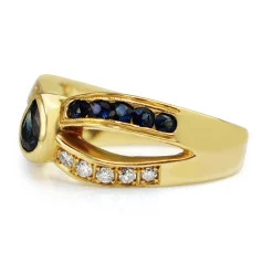 18ct Yellow Gold Sapphire and Diamond Vintage Ring