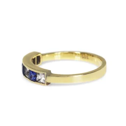 14ct Yellow Gold Sapphire and Diamond Band Ring