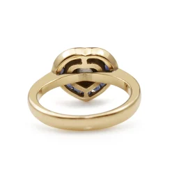 14ct Yellow Gold Sapphire and Rose Cut Diamond Heart Ring