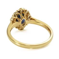18ct Yellow Gold Sapphire and Diamond Halo Ring