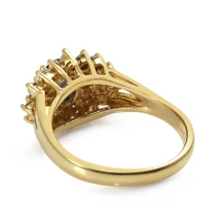 14ct Yellow Gold Sapphire and Single Cut Diamond Cluster Ring