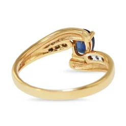 14ct Yellow Gold Sapphire and Diamond Vintage Twist Ring
