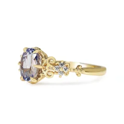 18ct Yellow Gold Sapphire and Diamond Vintage Style Ring