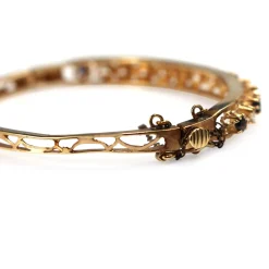 14ct Yellow Gold Sapphire and Diamond Bangle