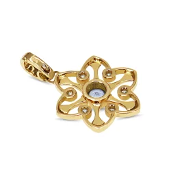 18ct Yellow Gold Sapphire and Diamond Star Shaped Pendant / Enhancer