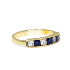 14ct Yellow Gold Sapphire and Diamond Band Ring