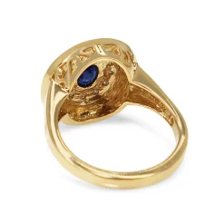 9ct Yellow Gold Sapphire, Diamond and Enamel Halo Ring