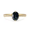 18ct Yellow Gold Sapphire Solitaire and Diamond Ring