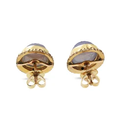 14ct Yellow Gold Scarab Quartz Stud Earrings
