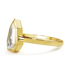18ct Yellow Gold Shield Rose Cut Solitaire Diamond Ring