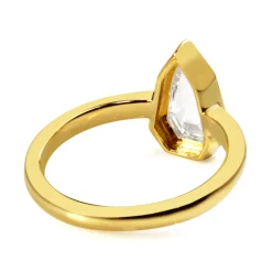 18ct Yellow Gold Shield Rose Cut Solitaire Diamond Ring