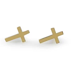 9ct Yellow Gold Small Cross Stud Earrings
