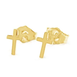 9ct Yellow Gold Small Cross Stud Earrings