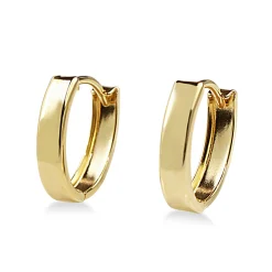9ct Yellow Gold Small Flat Hoop Earrings