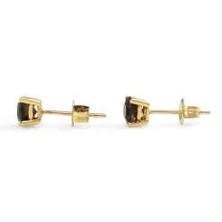 9ct Yellow Gold Smokey Quartz Stud Earrings
