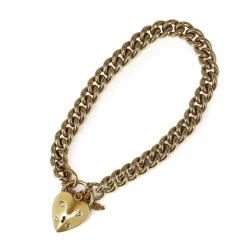 9ct Yellow Gold Solid Curb Link Bracelet with Padlock Clasp