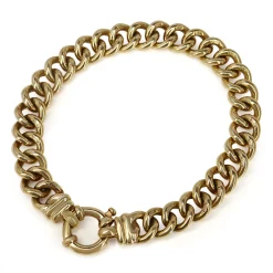 9ct Yellow Gold Solid Curb Link Bracelet with Bolt Clasp