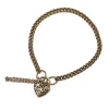 9ct Yellow Gold Solid Curb Link Bracelet with Filigree Heart Padlock