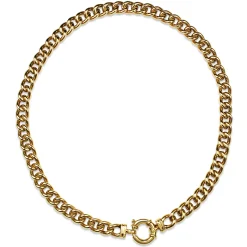 9ct Yellow Gold Solid Curb Link Necklace with Bolt Clasp