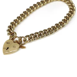 9ct Yellow Gold Solid Curb Link Bracelet with Padlock Clasp
