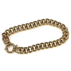 9ct Yellow Gold Solid Curb Link Bracelet with Bolt Clasp