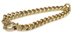 9ct Yellow Gold Solid Curb Link Bracelet with Bolt Clasp