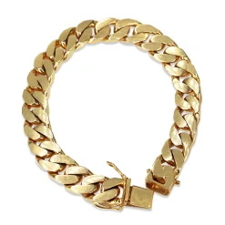 14ct Yellow Gold Solid Flat Curb Link Bracelet