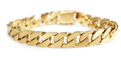 14ct Yellow Gold Solid Flat Curb Link Bracelet