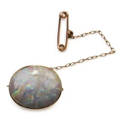 9ct Yellow Gold Solid Opal Brooch