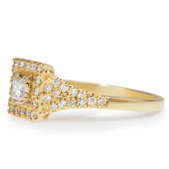 10ct Yellow Gold Square Diamond Halo Ring