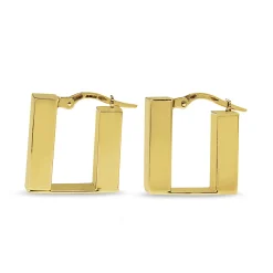 18ct Yellow Gold Square Style Hoop Earrings