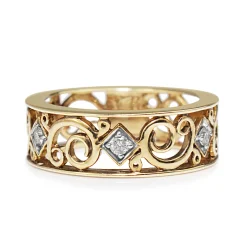 9ct Yellow Gold Swirl Diamond Ring