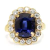18ct Yellow Gold Synthetic Sapphire and Diamond Daisy Ring